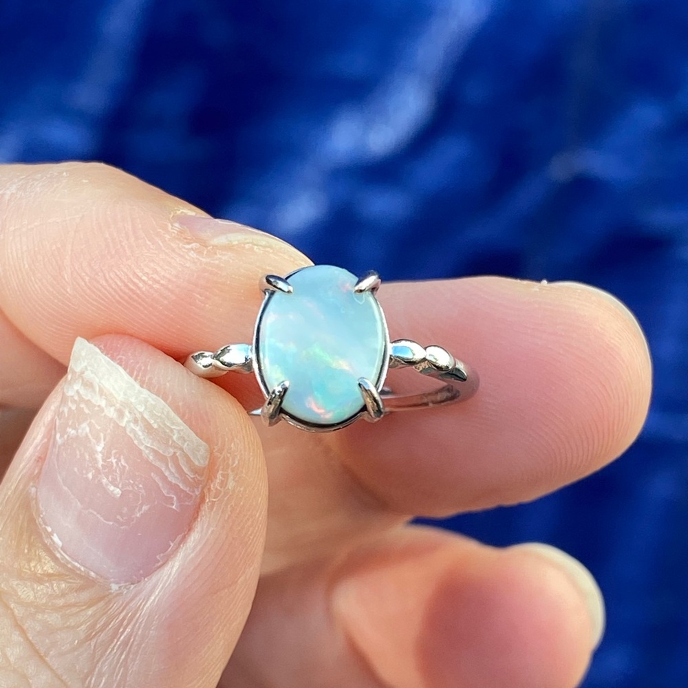 Elegant Silver Australian Opal Ring